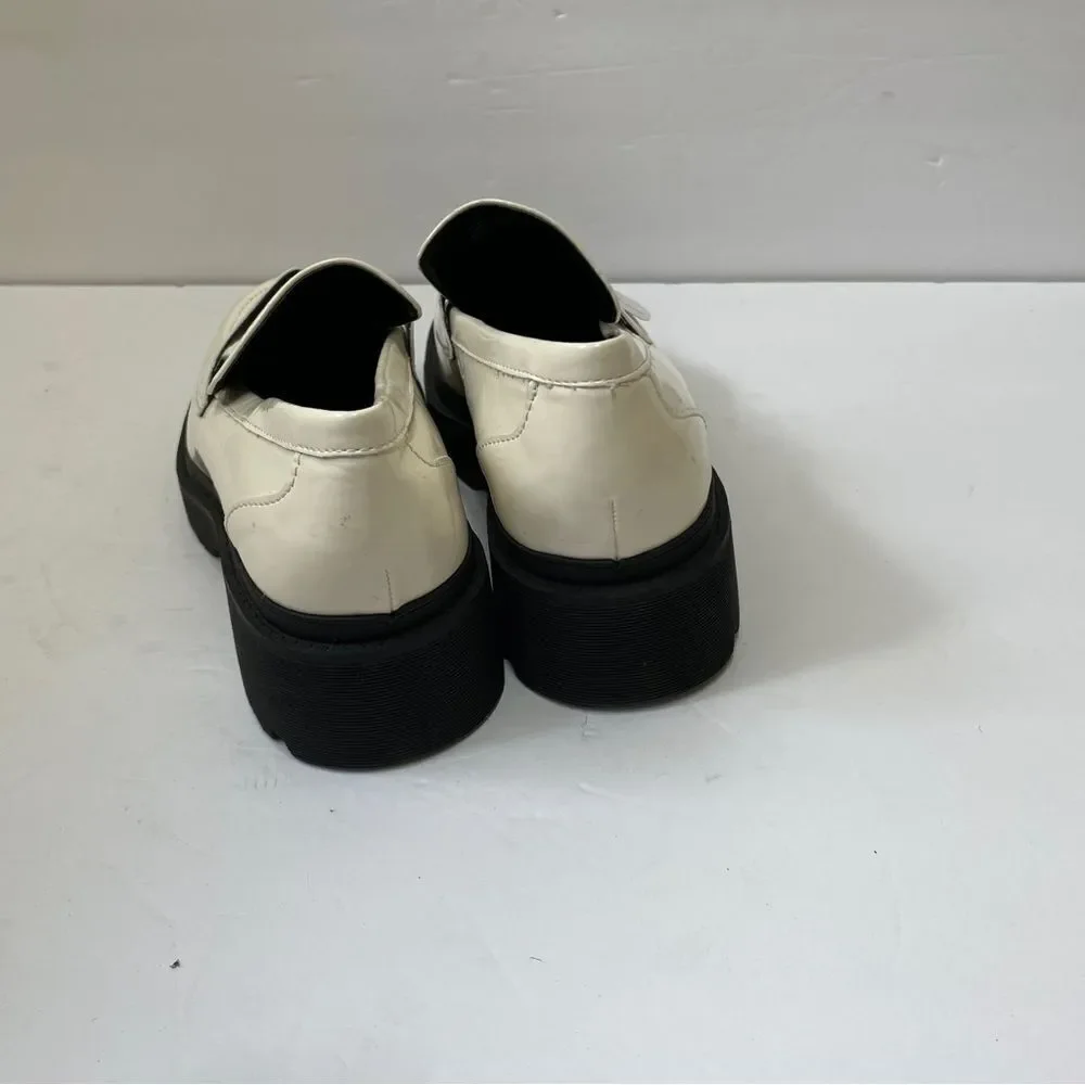NEW WITH TAGS BLONDO SUMMER LEATHER‎ PLATFORM LOAFERS IN BONE